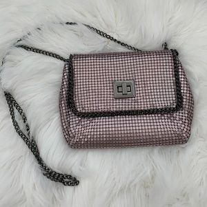 BCBG Light Pink Mesh and Chain bag